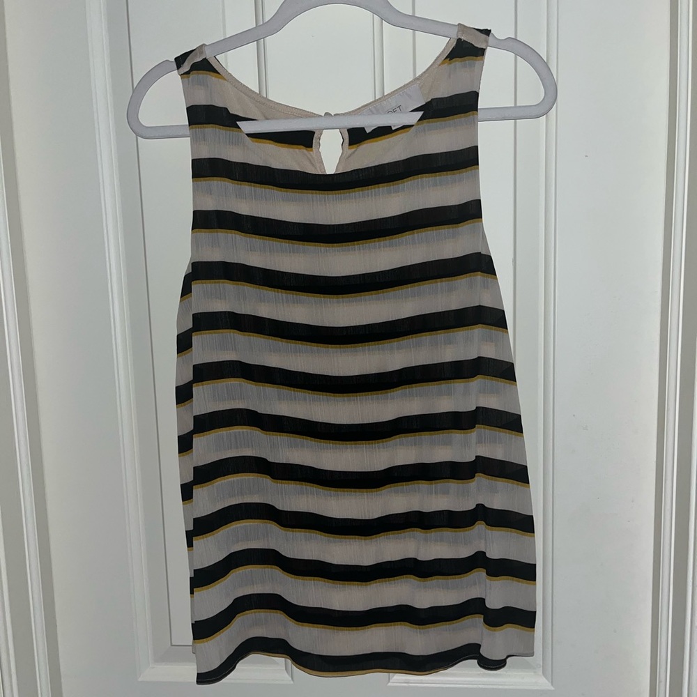 Loft Striped Sleeveless Top - Black and Cream Size Medium